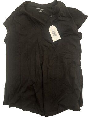 Universal Standard V-Neck Short Sleeve Tee Black XS